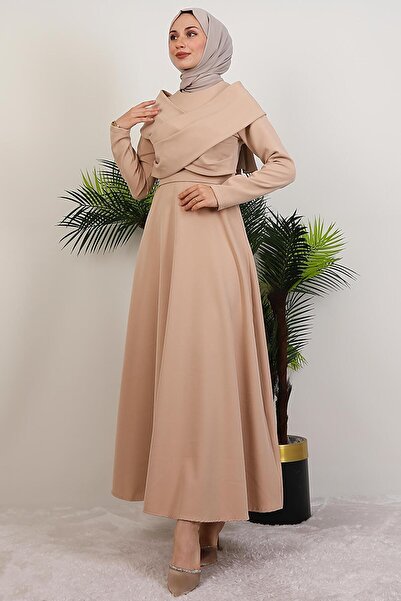 GİYZAMİLA Κρέμα φορέματος Ahenk Crepe