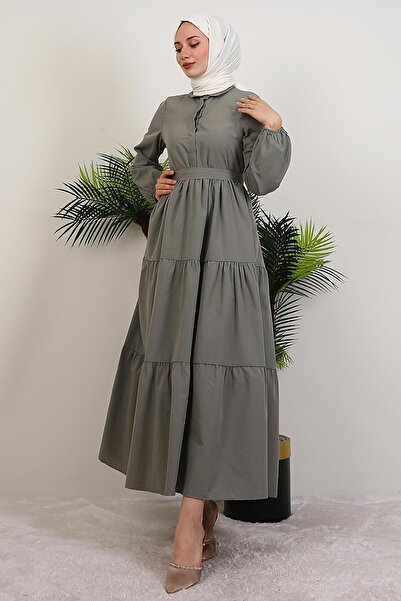 GİYZAMİLA Τυπικό φόρεμα με κουμπιά γιακά γκρι