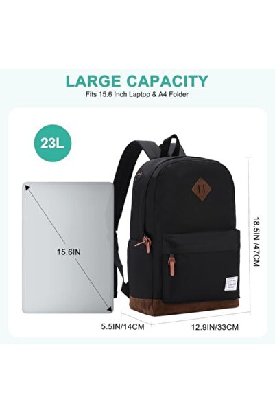 VASCHY حقيبة ظهر رجالية، حقيبة مدرسية نسائية مقاومة للماء، كمبيوتر 15.6 بوصة عتيق للمدرسة