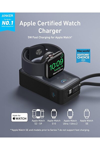 Anker MagGo Power Bank for Apple Watch, Officially Certified 10,000mAh Compact Portable Charger with