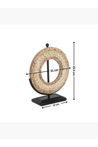 rexa Round Wood Artwork with Metal Base - 2UU9-066