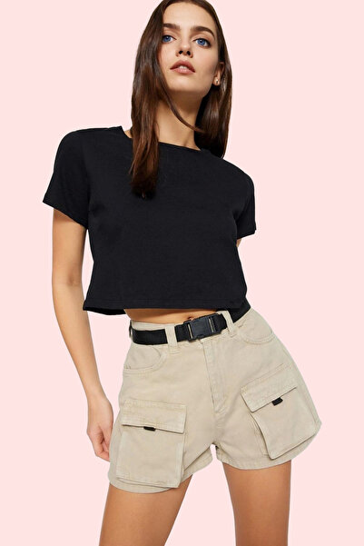 PayBuy Kadın Moda Yüksek Bel Denim Şort Cep Detaylı City Short Kalıp Pamuklu ...