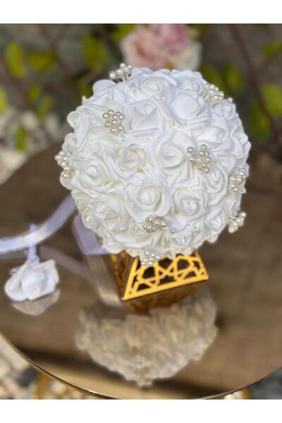 GÜRLEK TEKSTİL Lateks Incili Gelin Çiçeği Ve Damat Yaka Çiçeği Lateks Nişan D...