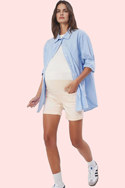 PayBuy Μόδα για έγκυες γυναίκες Ψηλόμεσο τζιν σορτς Χρώμα κανονικό αγόρι καθη...