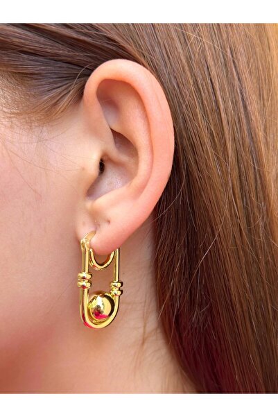 BY YASİN TOPÇU أقراط مفصلة من الأعلى - ذهبي