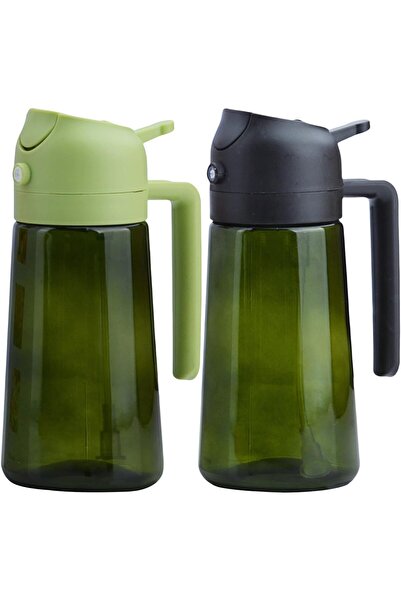 Generic 2-in-1 Dark Green Glass Oil Sprayer (470ml) - Light-Blocking Olive Oil Dispenser for Cookin