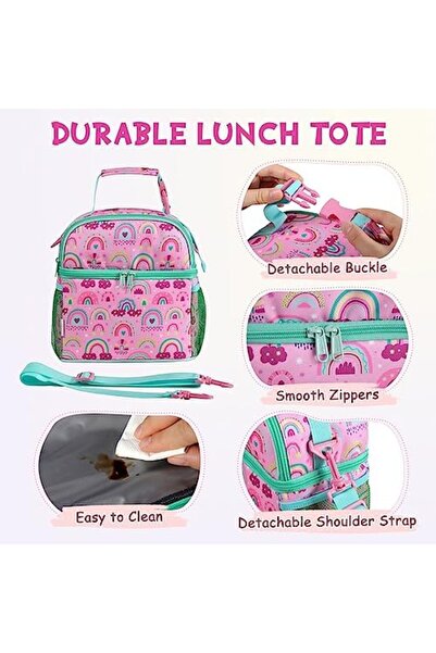 VASCHY Lunch Box Bag for Kids, Insulated Double Compartments Cooler Lunch Tote for Toddlers Boys Sch
