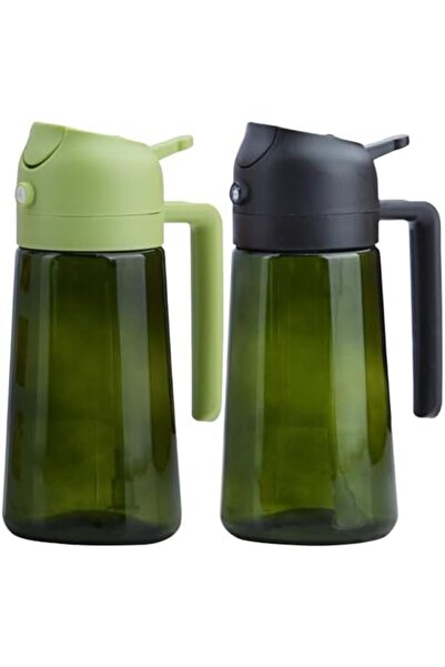 Generic 2-in-1 Dark Green Glass Oil Sprayer (470ml) - Light-Blocking Olive Oil Dispenser for Cookin