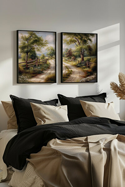 STARYUNA Set de picturi duble cu efect de pictură în ulei, cu cadru din lemn ...