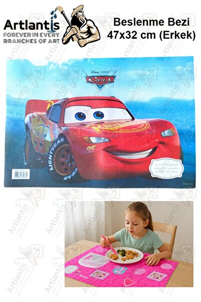 Artlantis Beslenme Bezi Erkek Modeli Yıkanabilir 32x47 cm 1 Adet Beslenme Örtüsü Okul Öncesi Kreş Anasınıfı İl