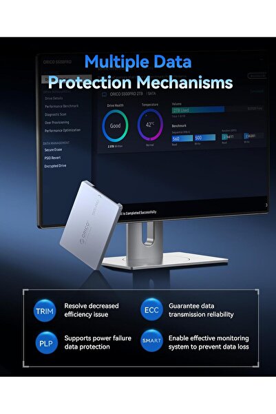 Orico 2TB SATA SSD 2.5'' up to 550MB/s, 3D NAND SATA III Aluminum Shell S500PRO