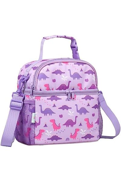 VASCHY Lunch Bag for Kids Girls, Insulated Double Compartments Cooler Lunch Box Tote Bag with Adjust