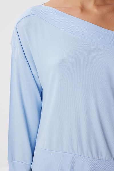 Lovelyİstanbul Open Shoulder Viscose Blouse Lub0225 Sky Blue