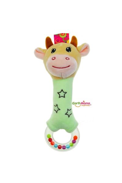 Mixbo Jucărie zornăitoare pentru bebeluși Mixbo, model de vacă de pluș, verde deschis, 20 cm