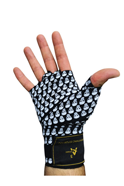 A³Store Επίδεσμος πυγμαχίας, επίδεσμος χεριών 3,5 μέτρων, προστατευτικό καρπού και χεριού, ελαστικός επίδεσμος, μικρός κρανίος μαύρο