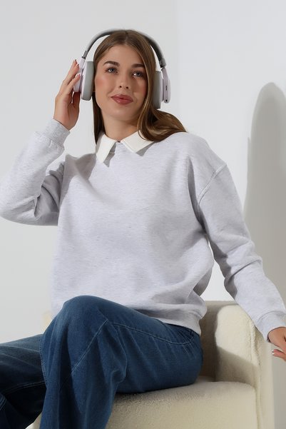 Endies Relax Casual Casual Cămașă cu croiala largă Guler Bumbac Hanorac pentru femei 21985 KARMELANJ