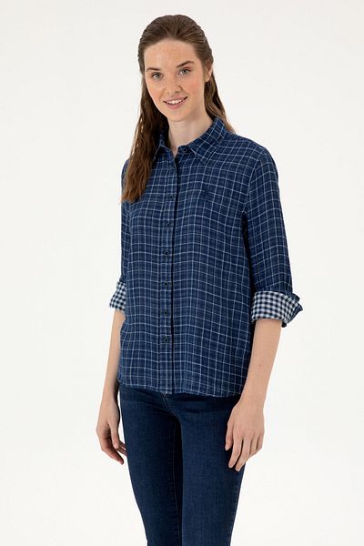 U.S. Polo Assn. Women's Navy Blue Long Sleeve Shirt 50299540-Vr033