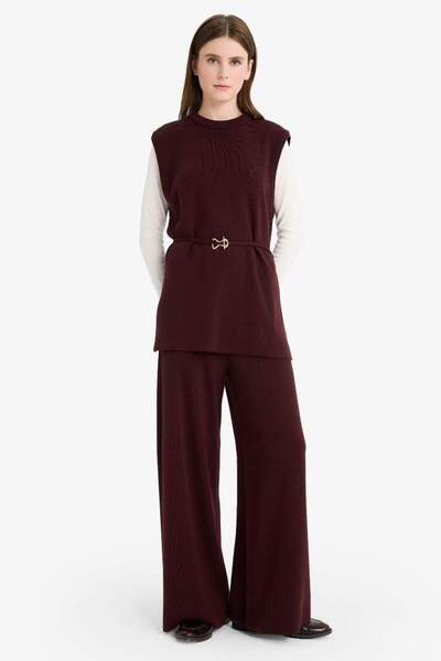 DeFacto New Season Crew Neck Belt Detailed Knitwear Sweater