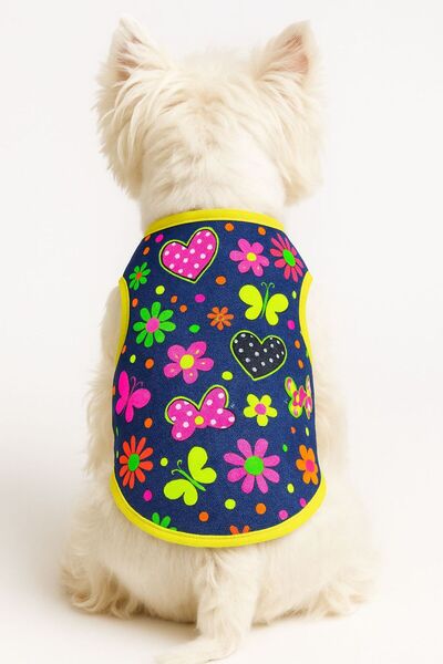 DOGİ&DOG Small Breed Neon Flowers Mouse Dog Vest Cat Vest Dog Outfit (1-10kg)