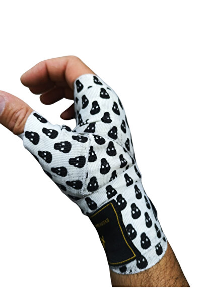 A³Store Επίδεσμος πυγμαχίας, 3,5 μέτρα Περιτύλιγμα χεριών, Προστατευτικό καρπού και χεριών, Ελαστικός επίδεσμος, Μικρός κρανίος μαύρο