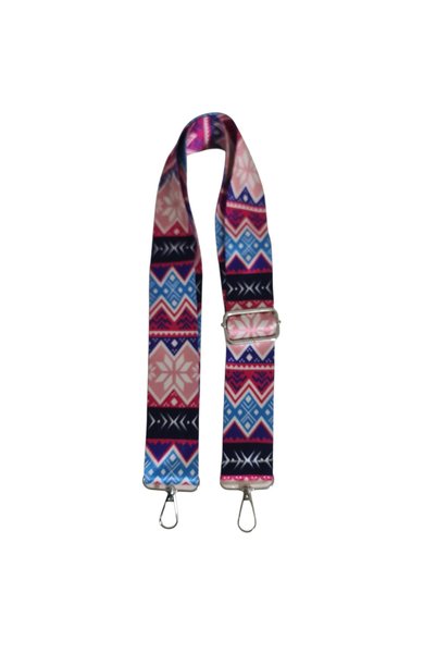 DAPHNE HOME DESİGN Polyester Column Adjustable Bag and Phone Strap with Silver Metal Accessories 120 cm Wool Sweater Pattern