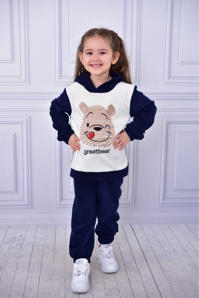 ruhaay Polar Bear Embroidery Hoodie Winter Long Sleeve Bottom Top Children's Suit