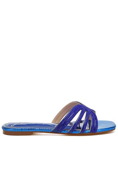 london Rag Women Rhinestone Cut Out Flats in Royal Blue