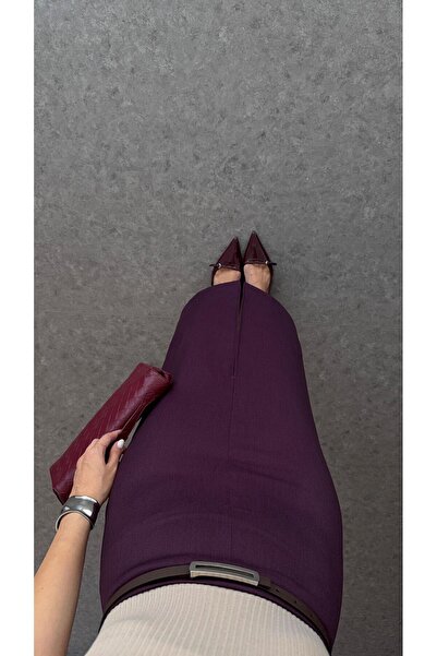 HAZELANNA Fusta cu curea din șold, culoare prune