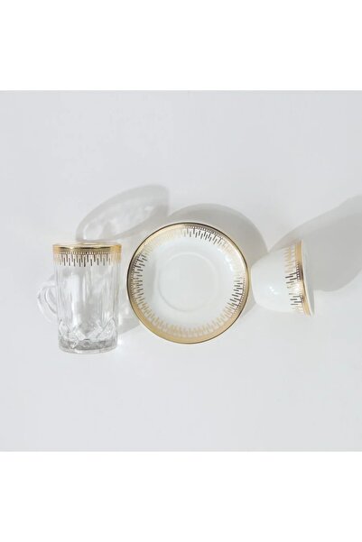 rexa طقم فناجين شاي وقهوة منقوش ذهبي، 36 قطعة - 2SS1-T02-012