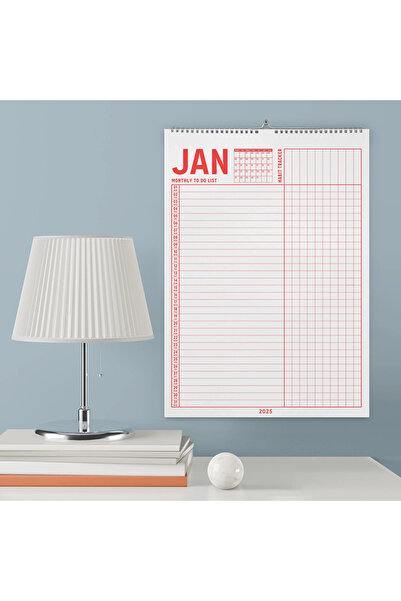 bi'aldım 2026 Yıllık Planlayıcı Duvar Takvimi, A4, 33x48 cm, Alışkanlık Takipçisi, 2026 Wall Planner, Monthly