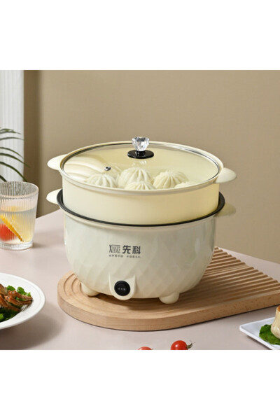Muchmy 2 Layers Electric Cooking Pot Steamer Non-stick Hot Pot Noodles Soup Pot Boiler Rice Cooker - 24cm