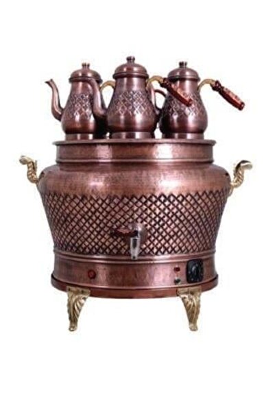 Anka Otantik Ovak Elektrikli 3Demlikli Bakır semaver