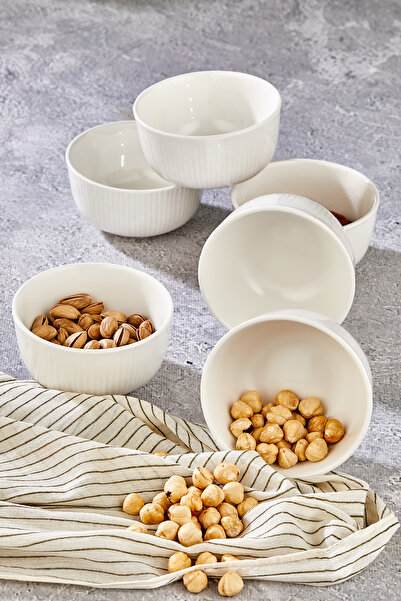 Cooker Set of 6 10 cm Serrated Porcelain Bowls – Snack Bowl, Appetizer, Dessert and Presentation Bowl