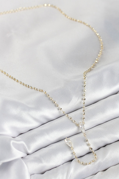SeyCey.co Brass Zircon Stone Gold Color Women's Y Necklace