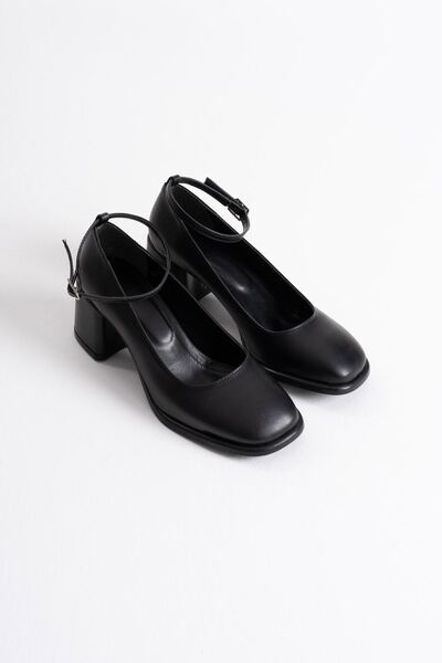 EMOYRA Sansa Black Skin Women's Heeled Shoes
