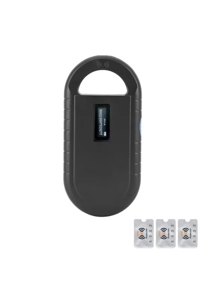 UnderShop RFID Microchip Scanner for Animal Identification, Black + 3 RFID Protections