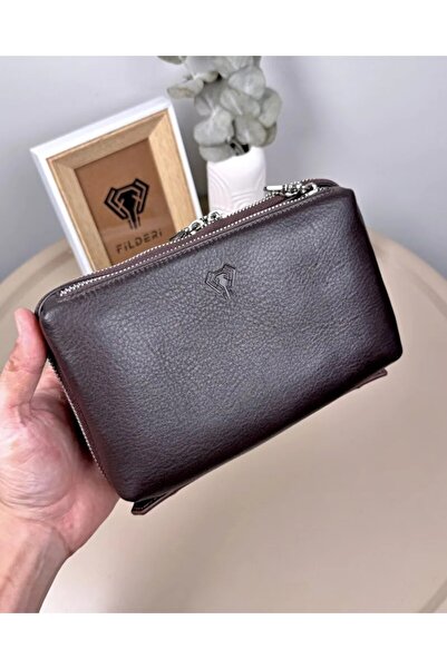 Fil Deri Genuine Leather Multi-Compartment Zippered Men's Handbag 2103