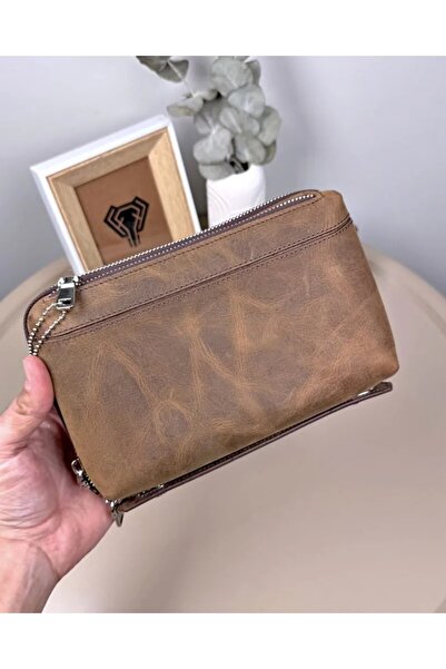 Fil Deri Genuine Leather Multi-Compartment Zippered Men's Handbag 2103