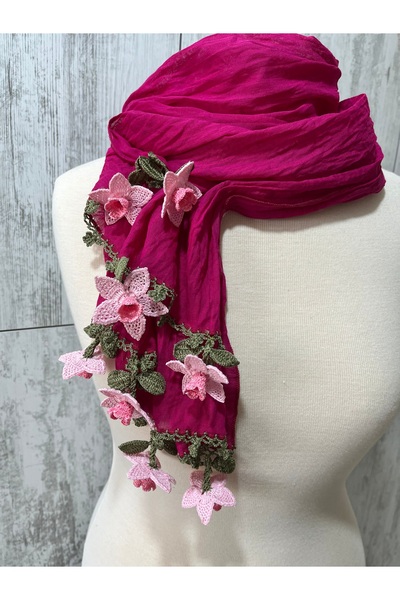 KAFTAN TAKI TASARIM Handwork Three-Dimensional Flower Kerchief 41X1.50Cm