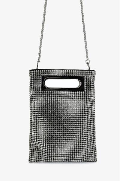 KRISTE BELL Imported rectangle model crystal stone women's bag