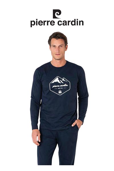 Pierre Cardin Men's Navy Blue 100% Cotton Long Sleeve Pajama Set