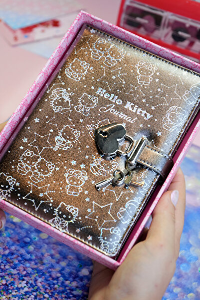 Victoria's Journals Hello Kitty Hush Hush Locked Striped Notebook – 160 Sheets, Boxed, Special Design