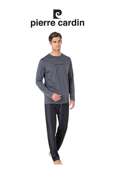 Pierre Cardin Men's Smoked Long Sleeve Cotton Pajama Set