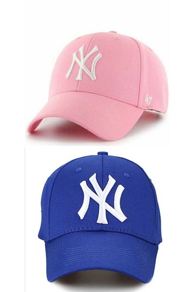 awix Sports Unisex Ny Embroidered Cotton 2-Piece Pink and Blue Color Suit with Velcro Adjustable Hat on the Back