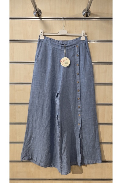 Park Moda Italian Linen Trousers with Button Detail