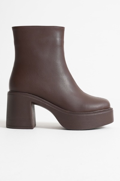 Zerenyus Katy Premium Women's Bitter Brown Block Heeled Boots