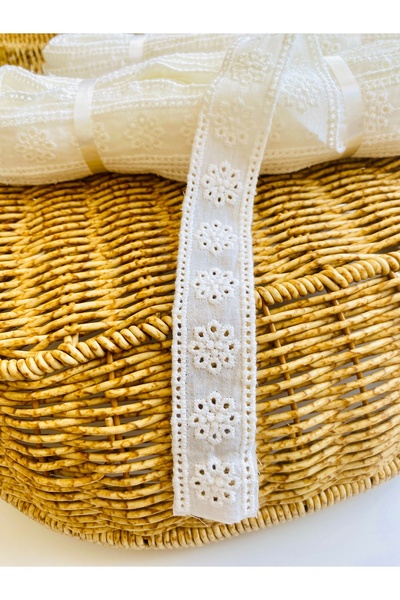 seyranat Dantel Fisto Güpür Pamuk Kenar Beyaz Harika Çiçek Desenli Çift Kenar...