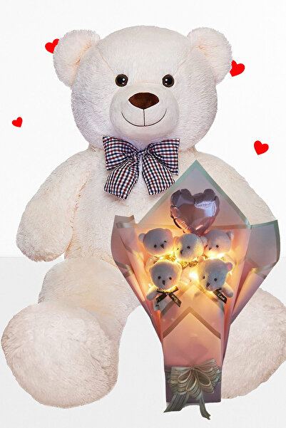 Solemia Big 90 cm Peluş Ayı ve LED Işıklı Pembe Balonlu Romantik Peluş Ayıcık...