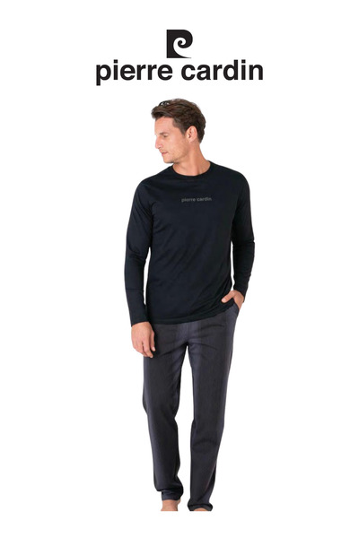 Pierre Cardin Men's Black Long Sleeve Cotton Pajama Set