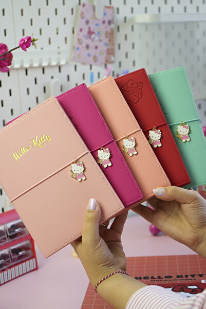 Victoria's Journals Hello Kitty Vegan Leather Daily 13X18 cm Lined Notebook with Elastic – Charm Ornament Detail